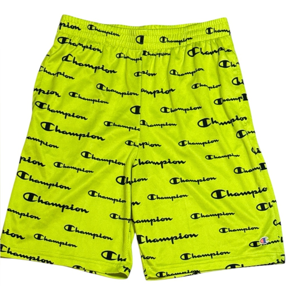 Champion Boys Lime Green Basketball Shorts All Over Print AOP XL 18/20 Neon